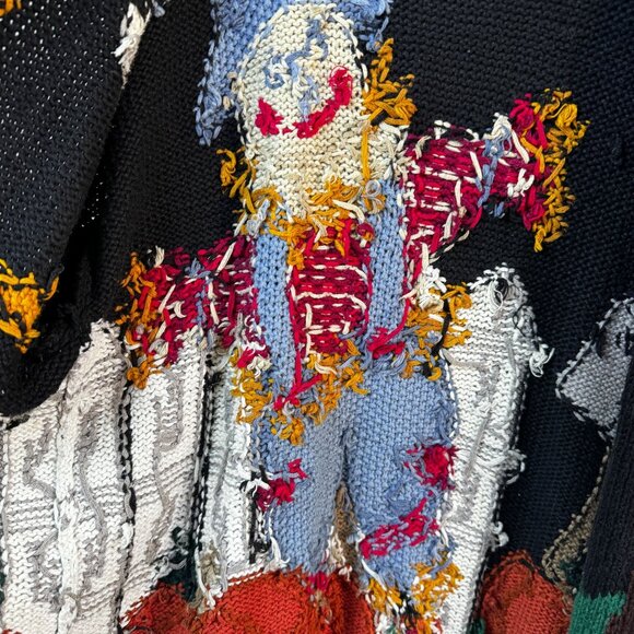 Vintage Northern Isles Halloween Sweater Harvest Scarecrow Hand Knit Cardigan XL - Picture 13 of 16